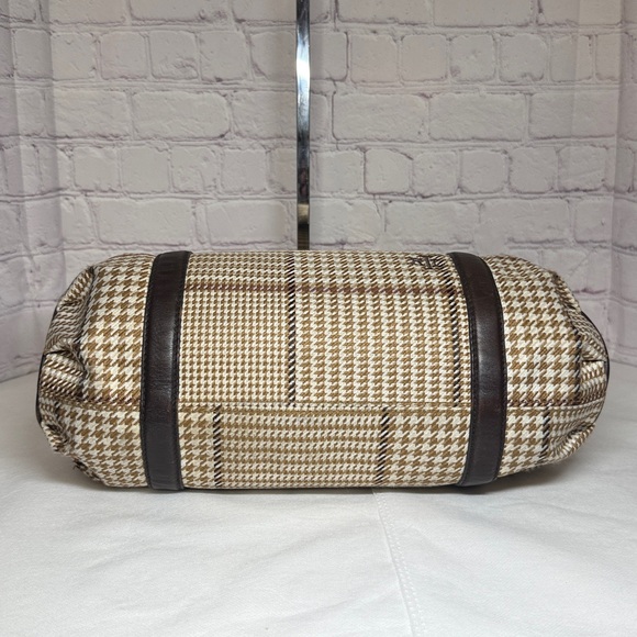 Lauren Ralph Lauren Houndstooth Barrel Baguette Shoulder Bag Purse 13.x5x3in - Picture 6 of 16